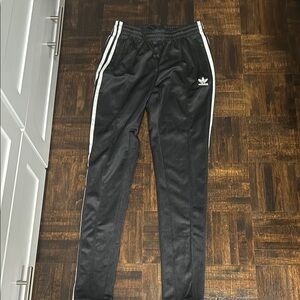 Adidas Black Track Pants with White Stripes